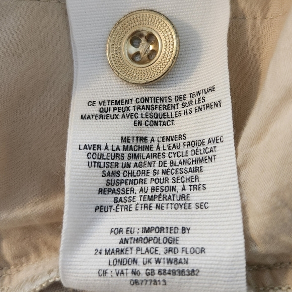 EUC ANTHROPOLOGIE LINEN BLEND BERMUDA SHORTS TAN & GOLD POLKA DOT MID RISE SZ 27 - Picture 10 of 13